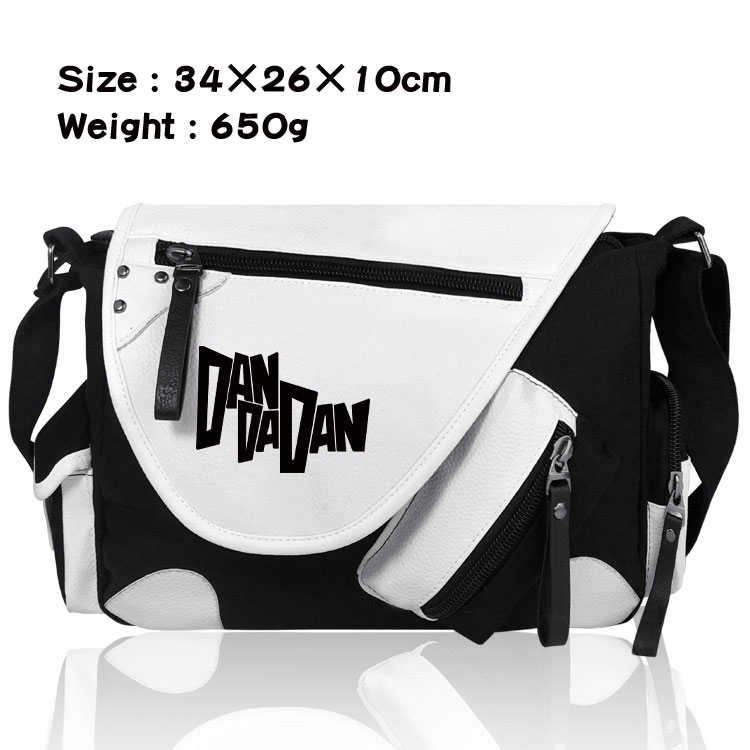 Dandadan Anime PU Colorblock Leather Shoulder Crossbody Bag 34x26x10cm