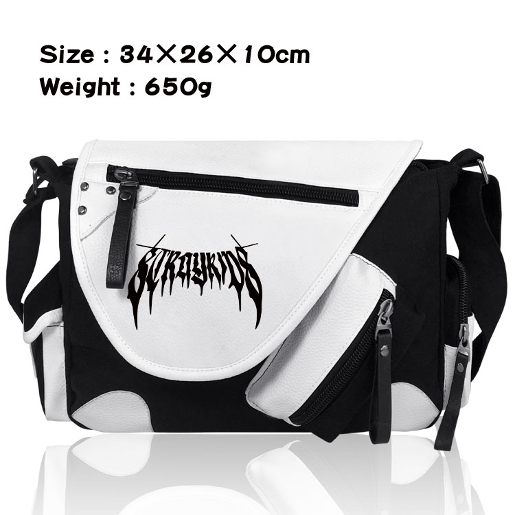 straykids Anime PU Colorblock Leather Shoulder Crossbody Bag 34x26x10cm