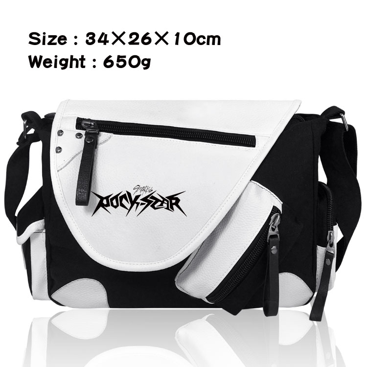 straykids Anime PU Colorblock Leather Shoulder Crossbody Bag 34x26x10cm