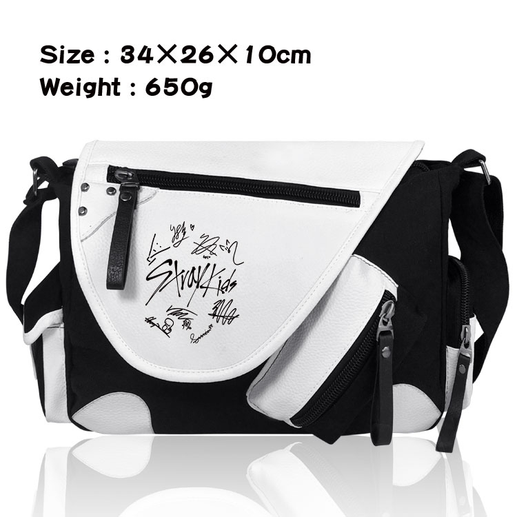 straykids Anime PU Colorblock Leather Shoulder Crossbody Bag 34x26x10cm
