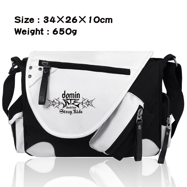 straykids Anime PU Colorblock Leather Shoulder Crossbody Bag 34x26x10cm