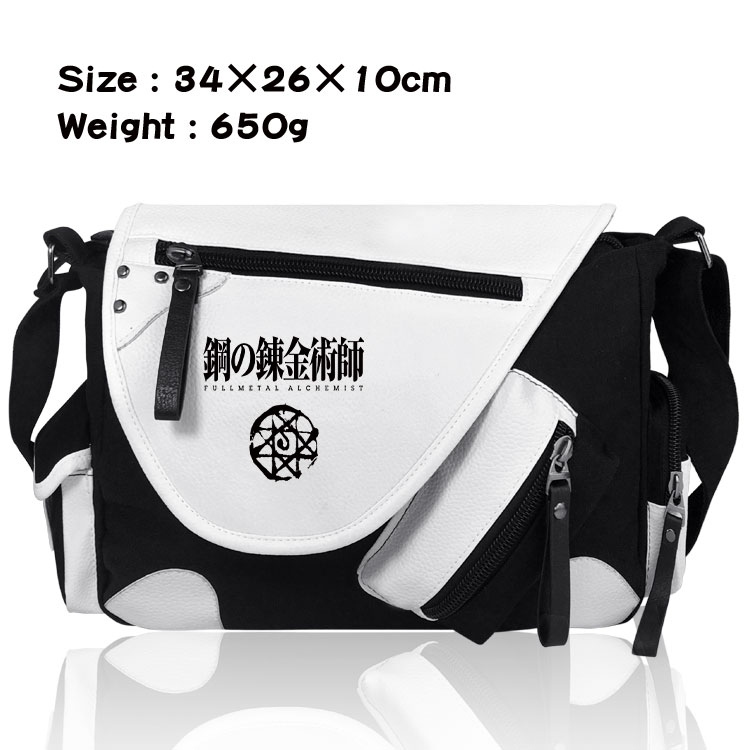 Fullmetal Alchemist Anime PU Colorblock Leather Shoulder Crossbody Bag 34x26x10cm