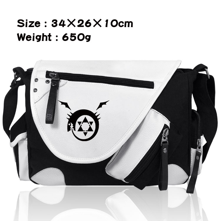Fullmetal Alchemist Anime PU Colorblock Leather Shoulder Crossbody Bag 34x26x10cm