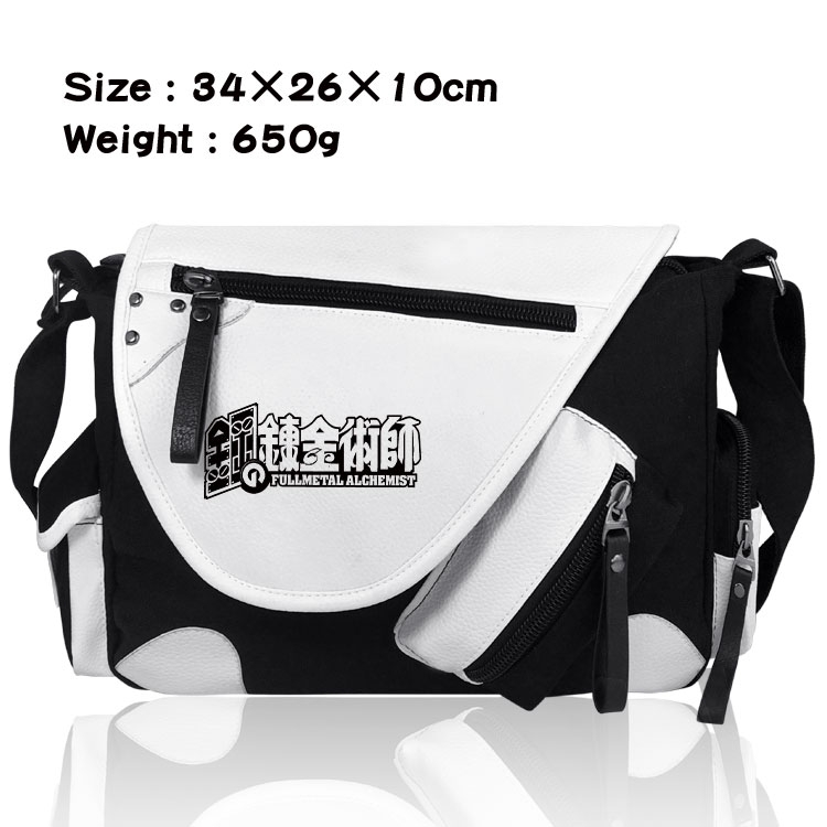 Fullmetal Alchemist Anime PU Colorblock Leather Shoulder Crossbody Bag 34x26x10cm