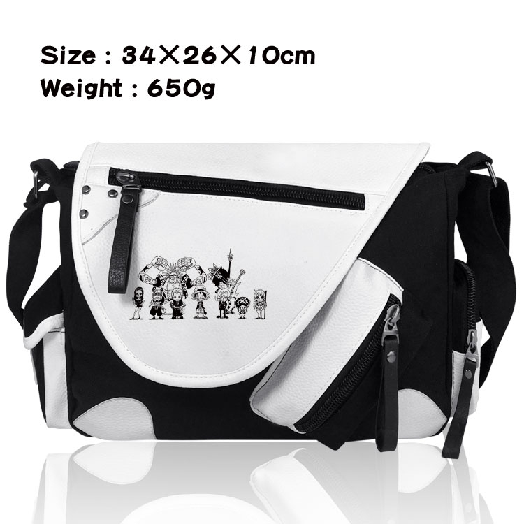 One Piece Anime PU Colorblock Leather Shoulder Crossbody Bag 34x26x10cm