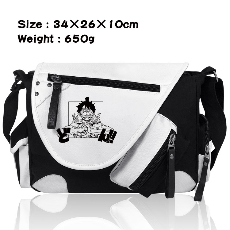 One Piece Anime PU Colorblock Leather Shoulder Crossbody Bag 34x26x10cm