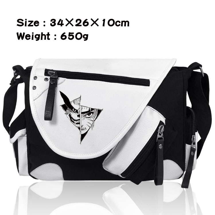 Naruto Anime PU Colorblock Leather Shoulder Crossbody Bag 34x26x10cm
