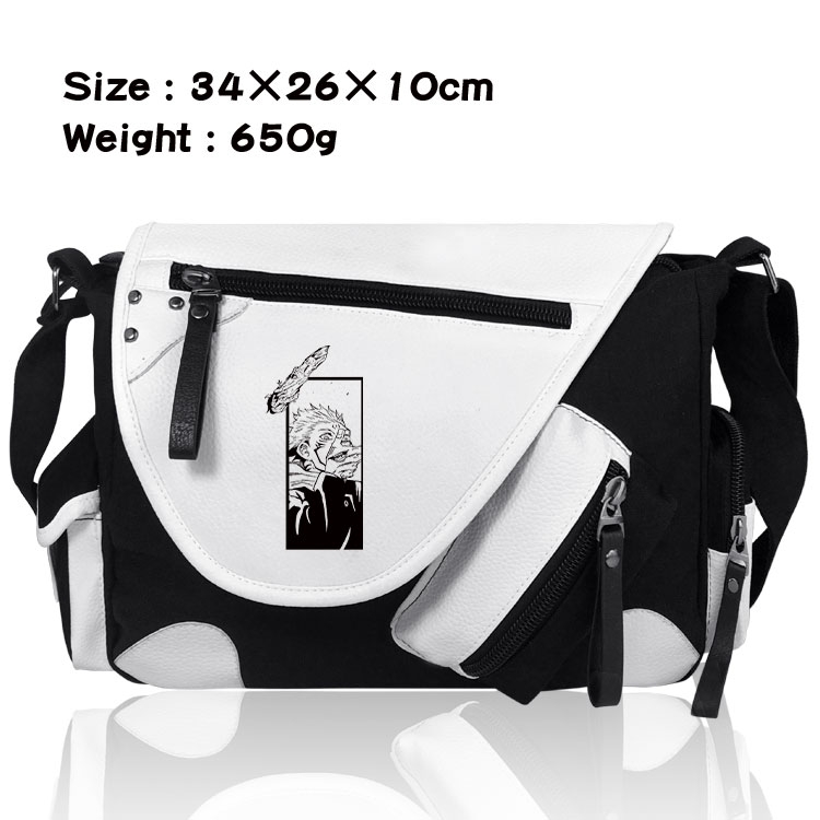 Jujutsu Kaisen Anime PU Colorblock Leather Shoulder Crossbody Bag 34x26x10cm