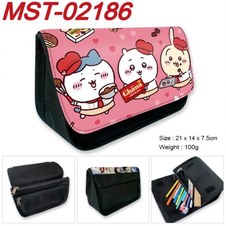 Chiikawa Anime Velcro canvas zipper pencil case Pencil Bag 21x14x7.5cm
