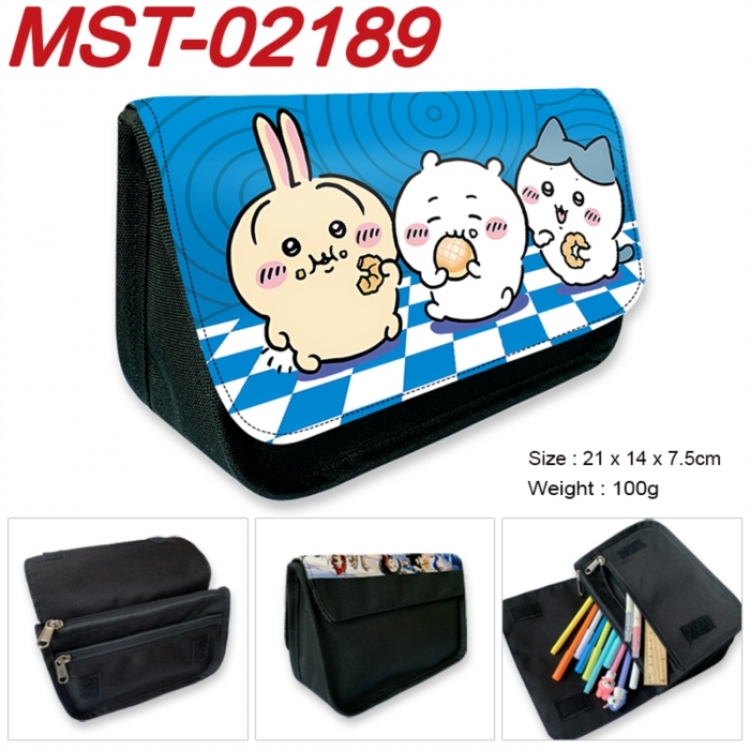 Chiikawa Anime Velcro canvas zipper pencil case Pencil Bag 21x14x7.5cm