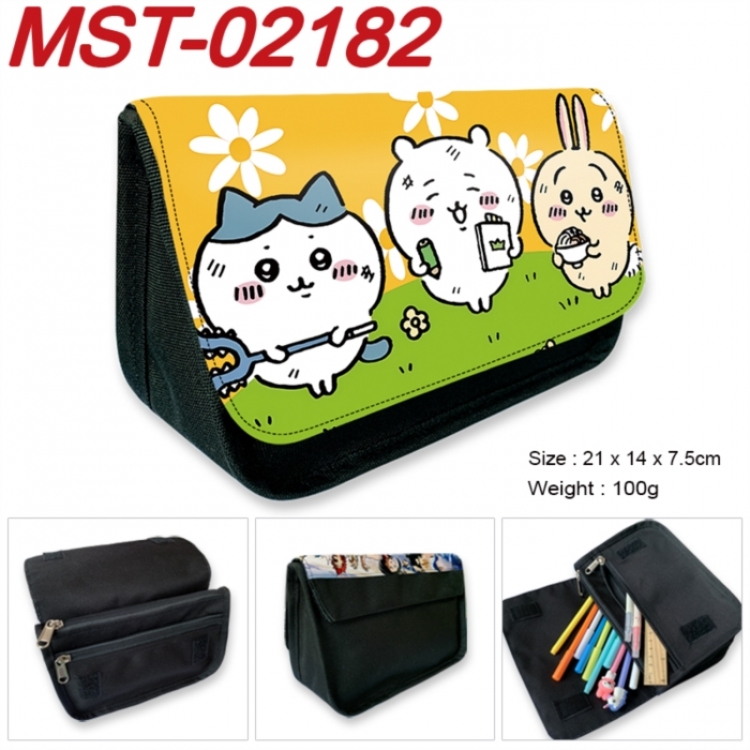 Chiikawa Anime Velcro canvas zipper pencil case Pencil Bag 21x14x7.5cm