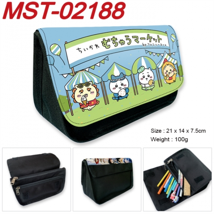 Chiikawa Anime Velcro canvas zipper pencil case Pencil Bag 21x14x7.5cm