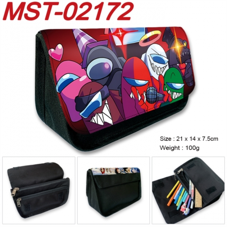Among us  Anime Velcro canvas zipper pencil case Pencil Bag 21x14x7.5cm