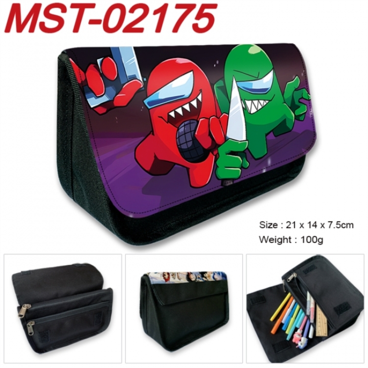 Among us  Anime Velcro canvas zipper pencil case Pencil Bag 21x14x7.5cm