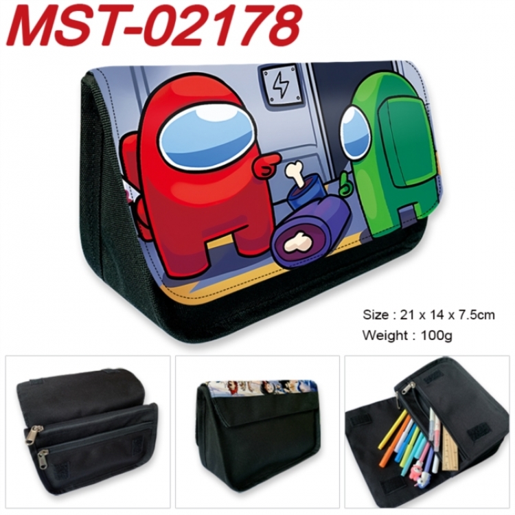 Among us  Anime Velcro canvas zipper pencil case Pencil Bag 21x14x7.5cm
