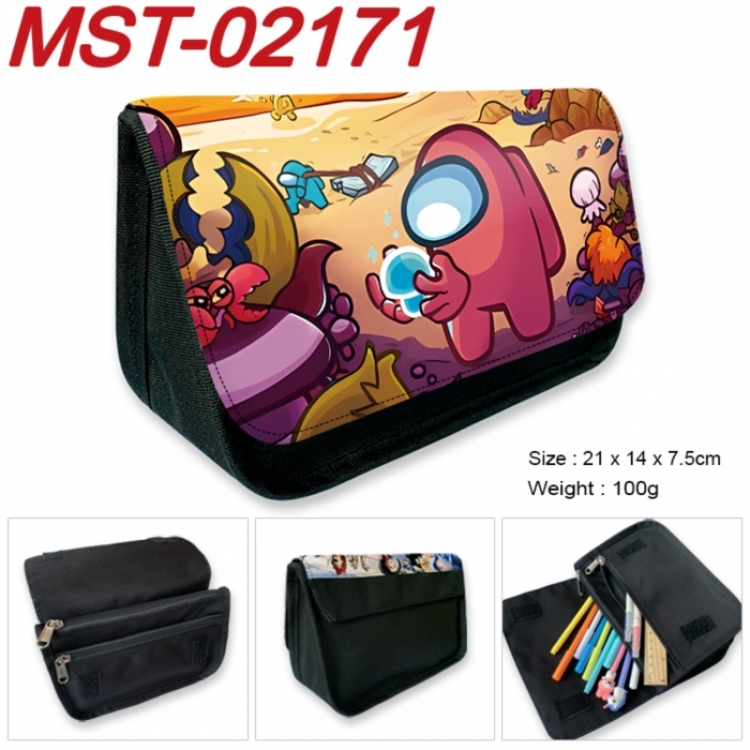 Among us  Anime Velcro canvas zipper pencil case Pencil Bag 21x14x7.5cm