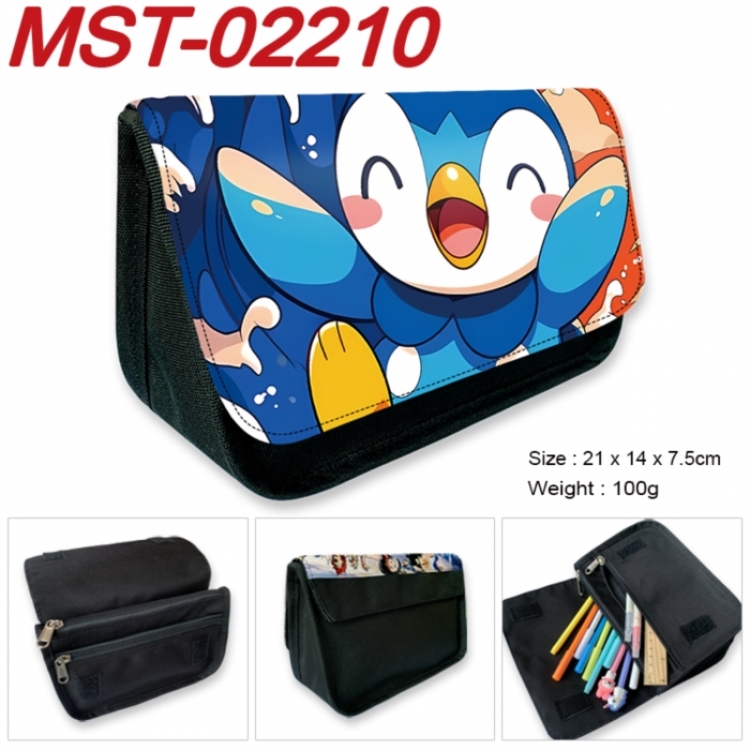 Pokemon Anime Velcro canvas zipper pencil case Pencil Bag 21x14x7.5cm