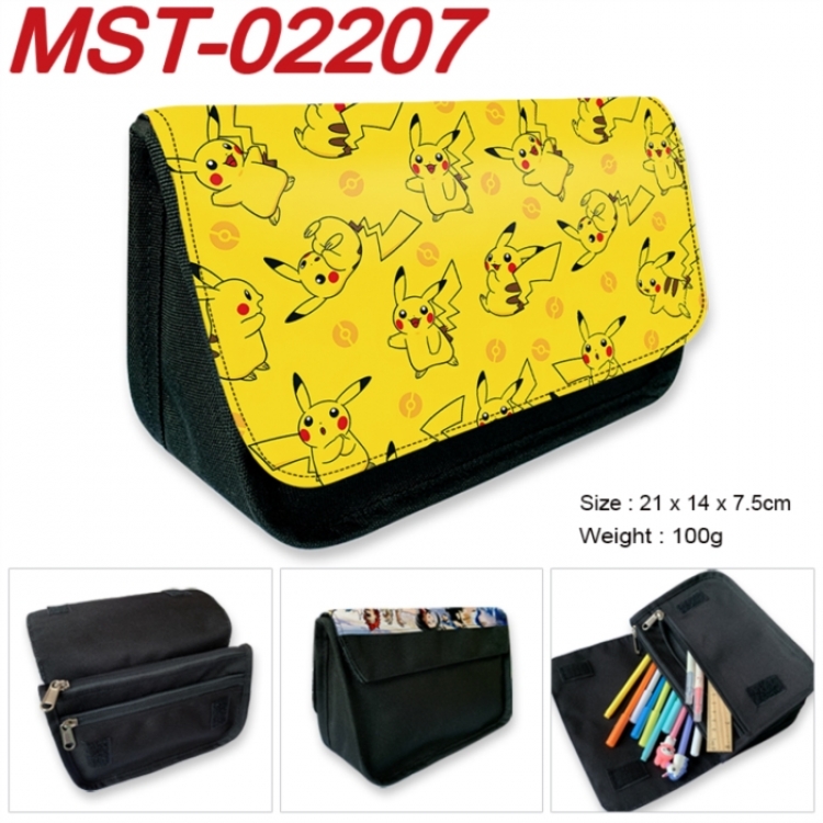 Pokemon Anime Velcro canvas zipper pencil case Pencil Bag 21x14x7.5cm