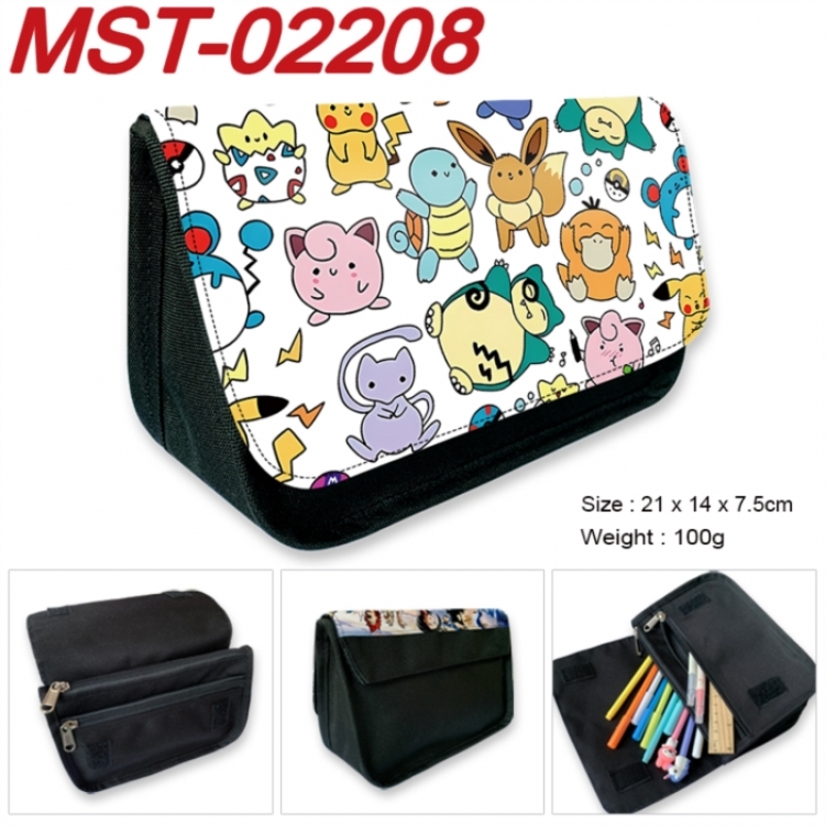 Pokemon Anime Velcro canvas zipper pencil case Pencil Bag 21x14x7.5cm