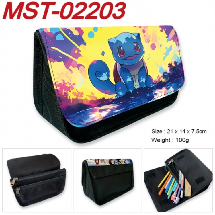 Pokemon Anime Velcro canvas zipper pencil case Pencil Bag 21x14x7.5cm