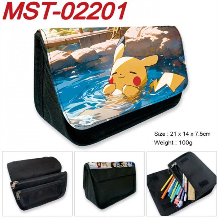 Pokemon Anime Velcro canvas zipper pencil case Pencil Bag 21x14x7.5cm