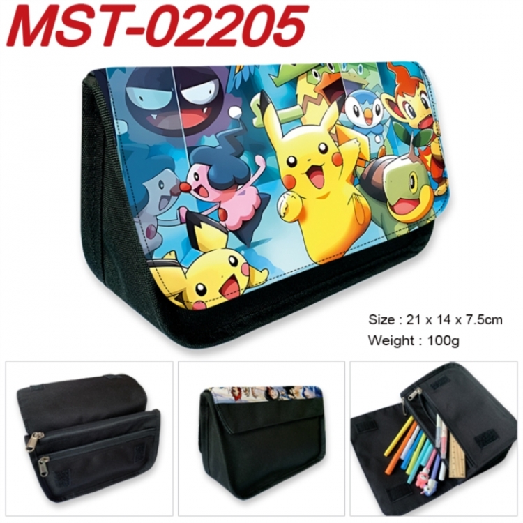 Pokemon Anime Velcro canvas zipper pencil case Pencil Bag 21x14x7.5cm