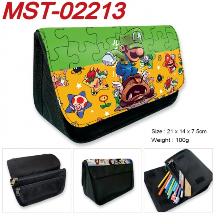 Super Mario Anime Velcro canvas zipper pencil case Pencil Bag 21x14x7.5cm