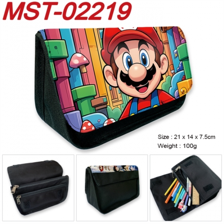 Super Mario Anime Velcro canvas zipper pencil case Pencil Bag 21x14x7.5cm