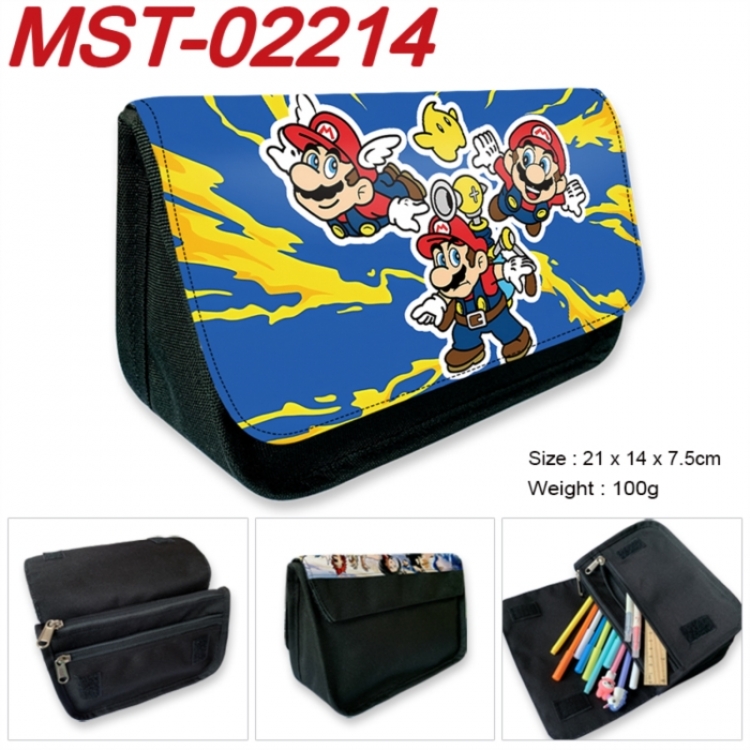 Super Mario Anime Velcro canvas zipper pencil case Pencil Bag 21x14x7.5cm
