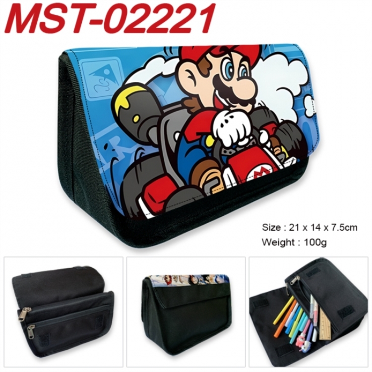 Super Mario Anime Velcro canvas zipper pencil case Pencil Bag 21x14x7.5cm