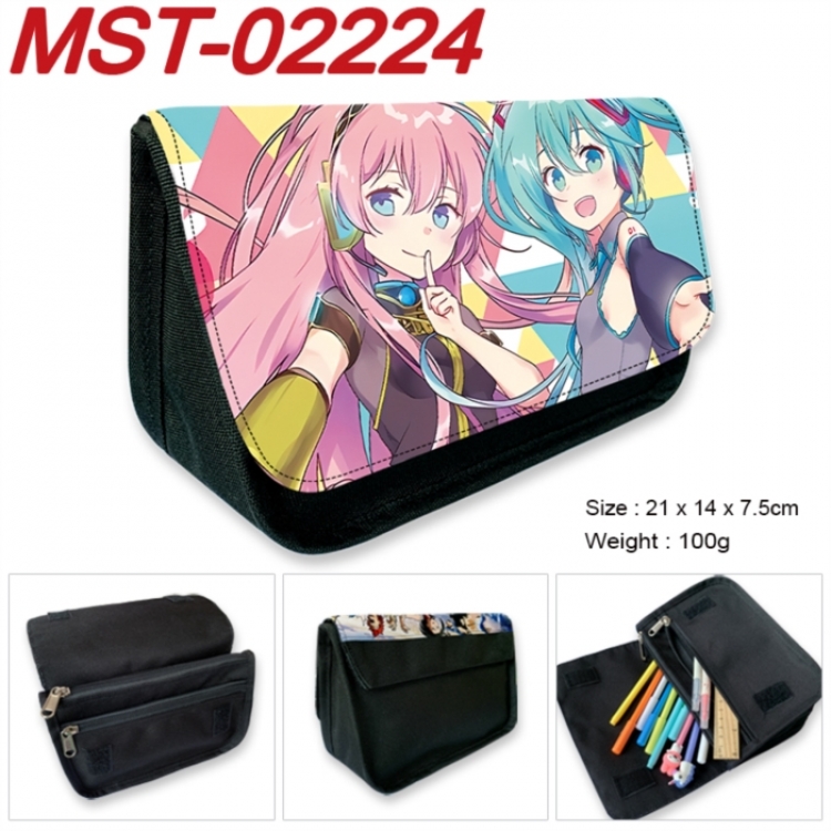 Hatsune Miku Anime Velcro canvas zipper pencil case Pencil Bag 21x14x7.5cm