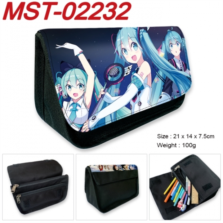 Hatsune Miku Anime Velcro canvas zipper pencil case Pencil Bag 21x14x7.5cm