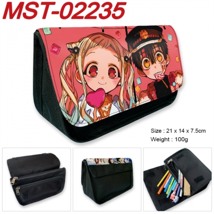 Toilet-bound Hanako-kun Anime Velcro canvas zipper pencil case Pencil Bag 21x14x7.5cm