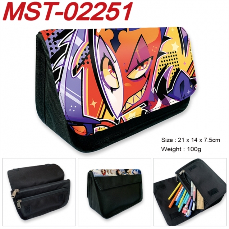 Hazbin Hotel Anime Velcro canvas zipper pencil case Pencil Bag 21x14x7.5cm