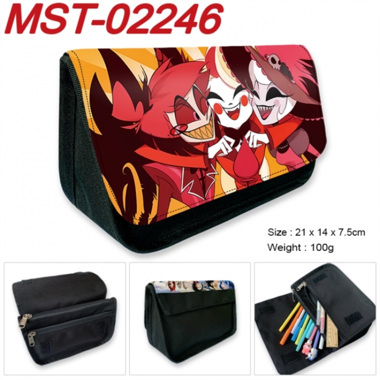 Hazbin Hotel Anime Velcro canvas zipper pencil case Pencil Bag 21x14x7.5cm