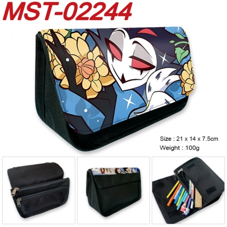 Hazbin Hotel Anime Velcro canvas zipper pencil case Pencil Bag 21x14x7.5cm