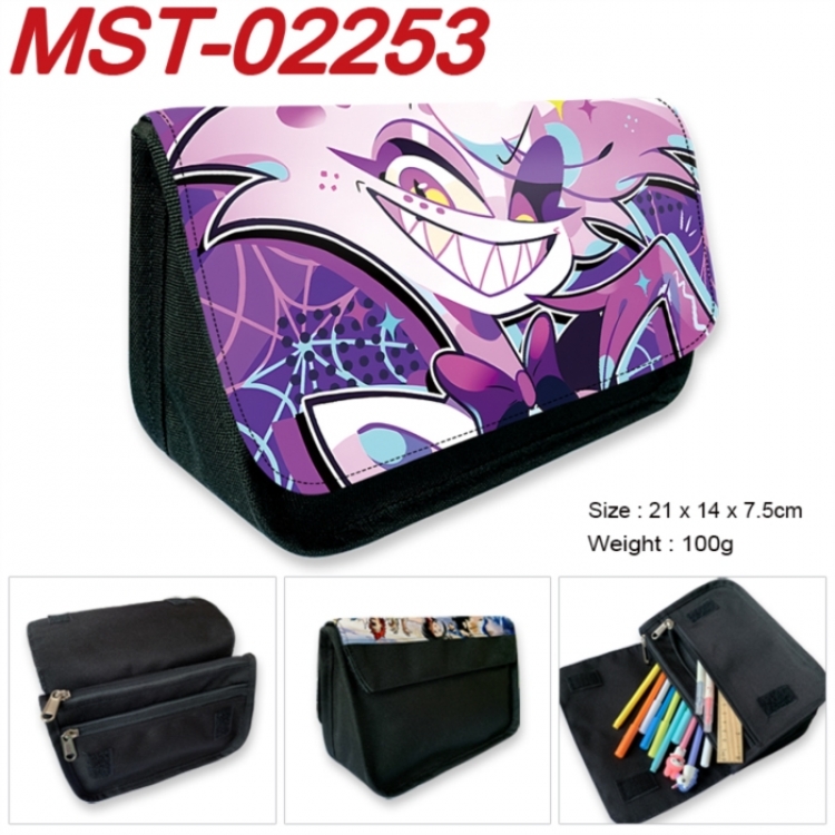 Hazbin Hotel Anime Velcro canvas zipper pencil case Pencil Bag 21x14x7.5cm