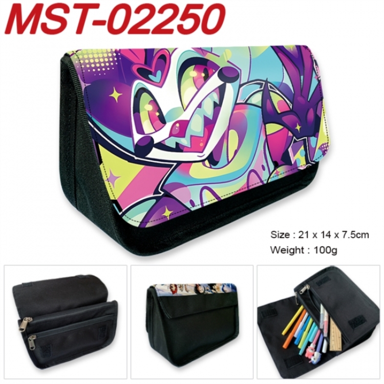 Hazbin Hotel Anime Velcro canvas zipper pencil case Pencil Bag 21x14x7.5cm