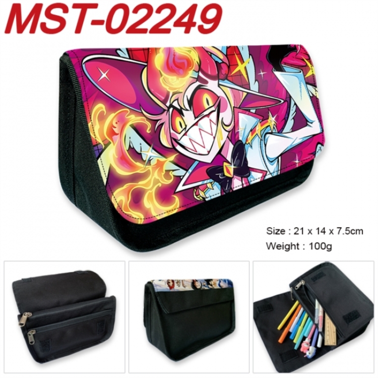 Hazbin Hotel Anime Velcro canvas zipper pencil case Pencil Bag 21x14x7.5cm
