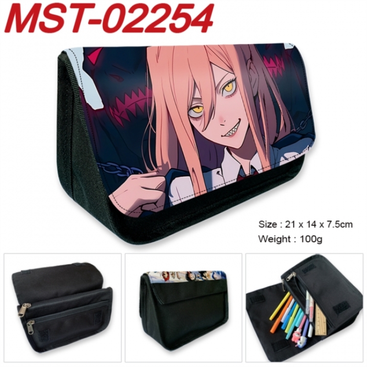 Chainsaw man Anime Velcro canvas zipper pencil case Pencil Bag 21x14x7.5cm