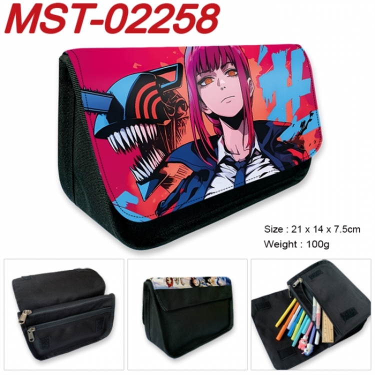 Chainsaw man Anime Velcro canvas zipper pencil case Pencil Bag 21x14x7.5cm