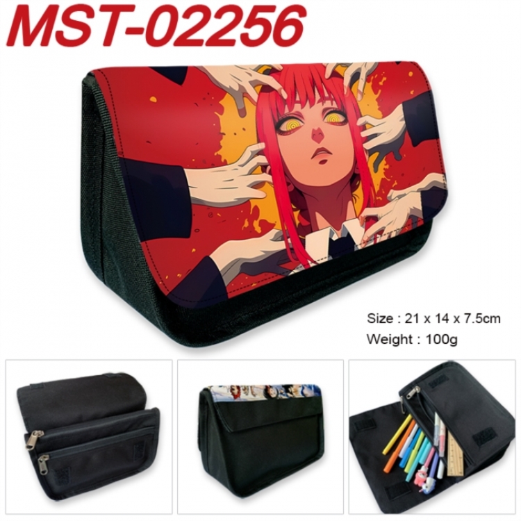 Chainsaw man Anime Velcro canvas zipper pencil case Pencil Bag 21x14x7.5cm