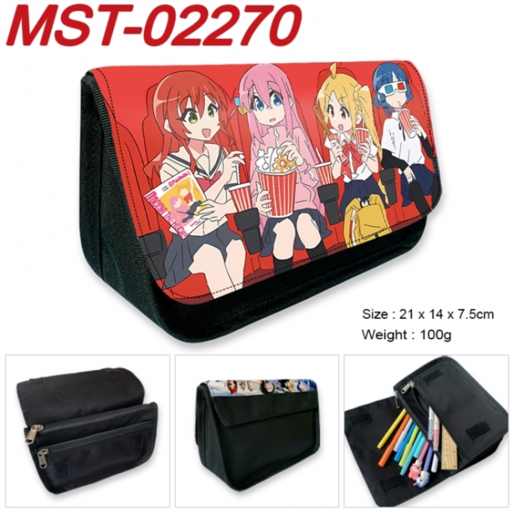 BOCCHI THE ROCK! Anime Velcro canvas zipper pencil case Pencil Bag 21x14x7.5cm