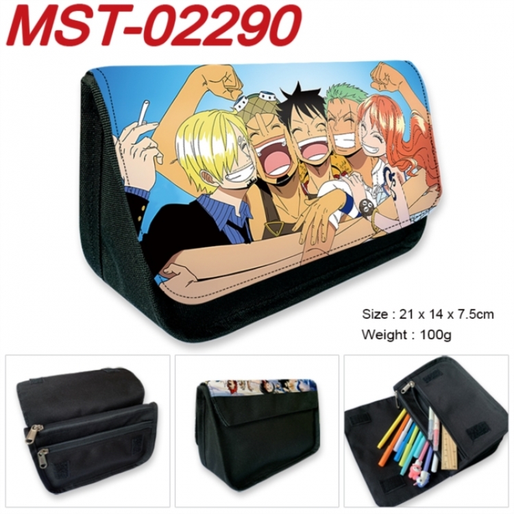 One Piece Anime Velcro canvas zipper pencil case Pencil Bag 21x14x7.5cm