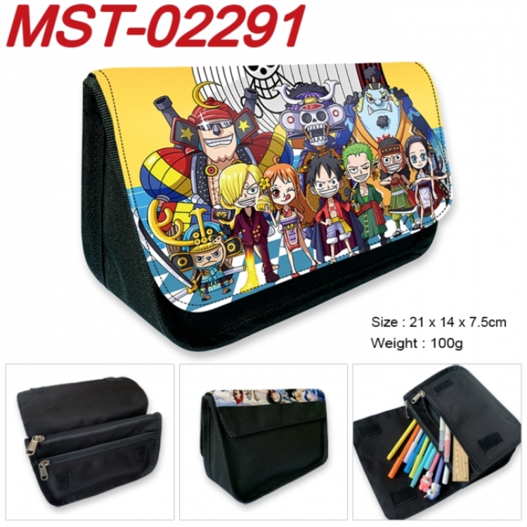 One Piece Anime Velcro canvas zipper pencil case Pencil Bag 21x14x7.5cm