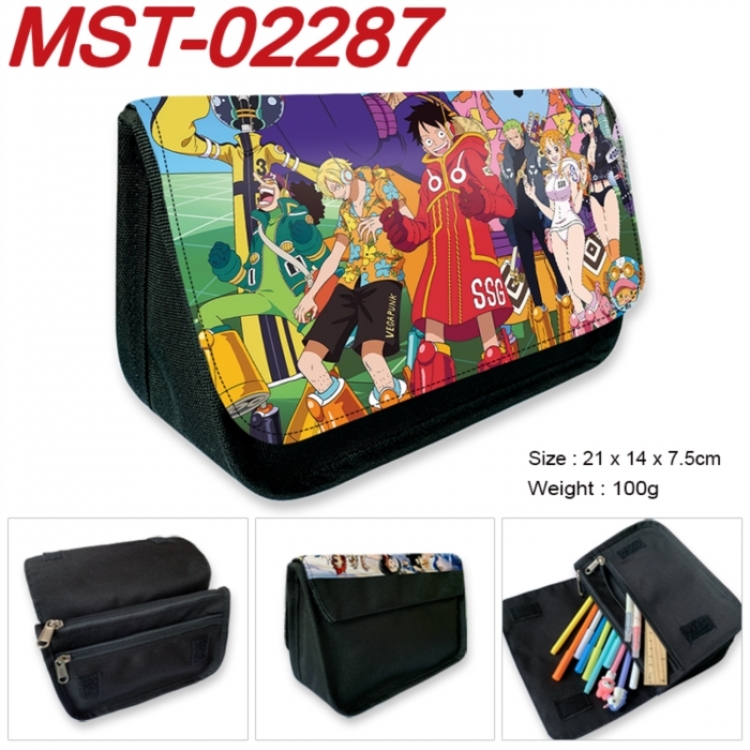 One Piece Anime Velcro canvas zipper pencil case Pencil Bag 21x14x7.5cm