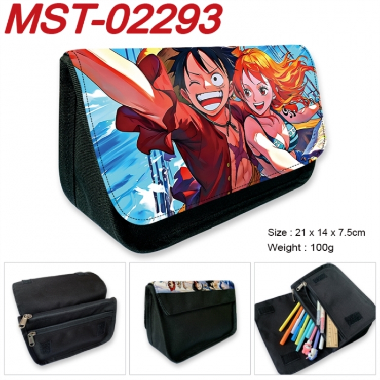 One Piece Anime Velcro canvas zipper pencil case Pencil Bag 21x14x7.5cm