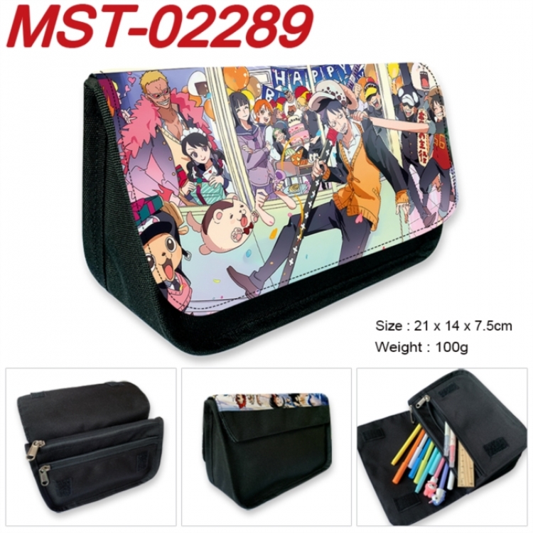 One Piece Anime Velcro canvas zipper pencil case Pencil Bag 21x14x7.5cm