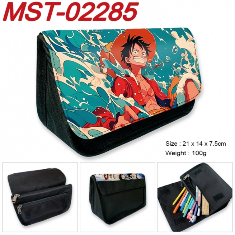 One Piece Anime Velcro canvas zipper pencil case Pencil Bag 21x14x7.5cm
