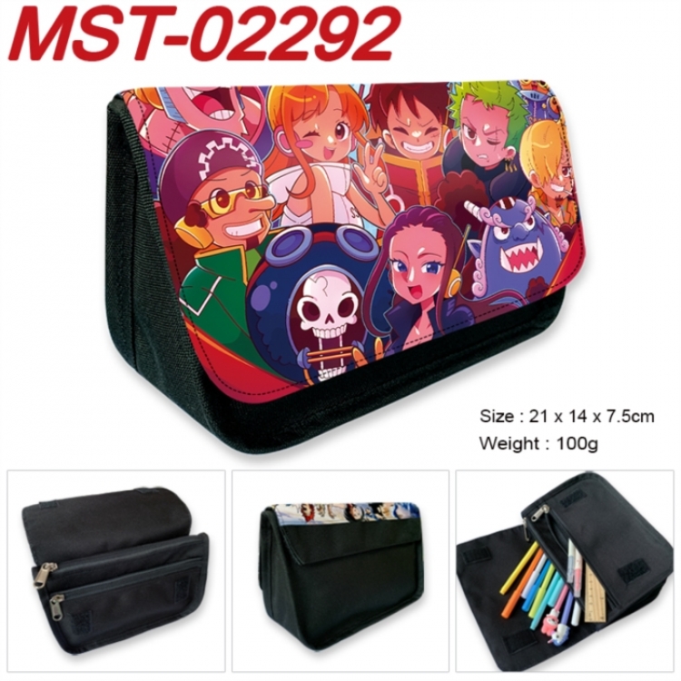One Piece Anime Velcro canvas zipper pencil case Pencil Bag 21x14x7.5cm